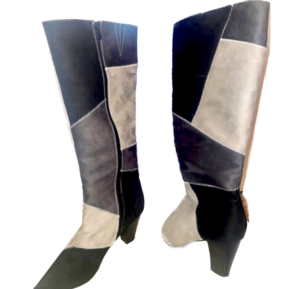 ⭐️NWT Venus heeled boots side zip faux suede amazing color black/grey/dark grey